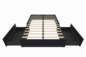 DHP Maven Bed Frame with Storage - Black Faux Leather - Queen