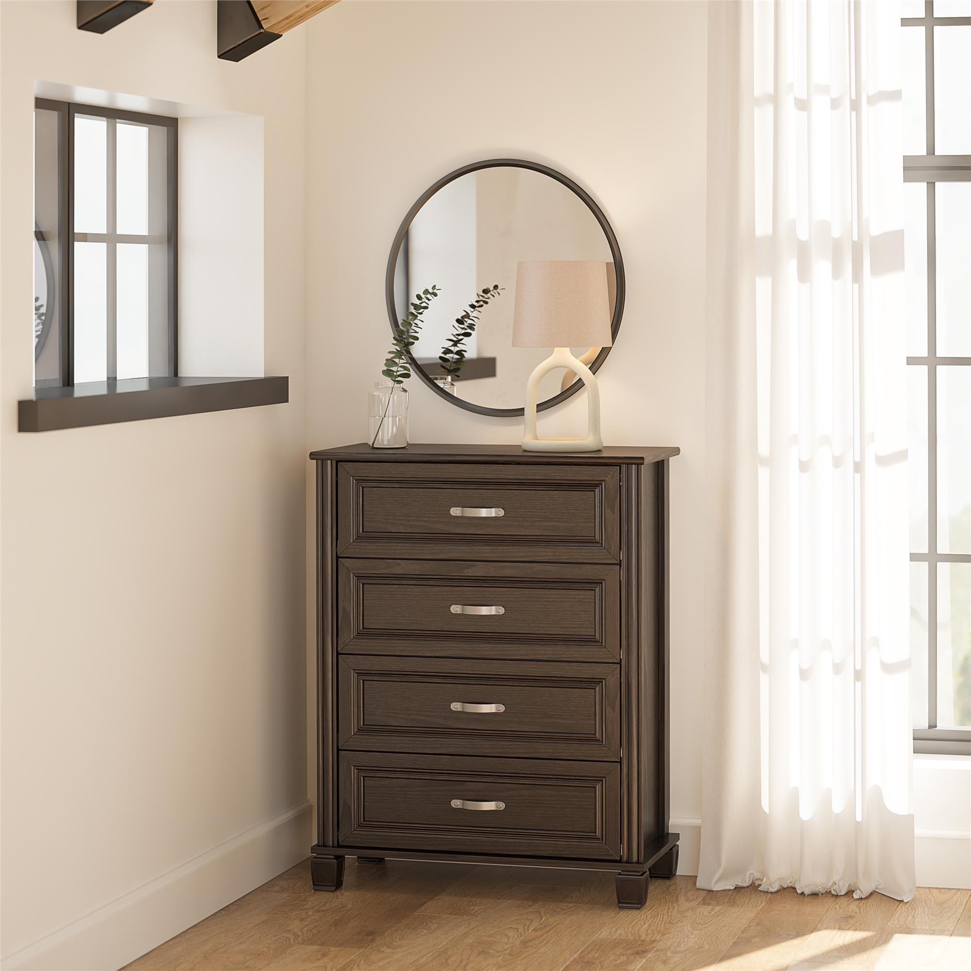 Ameriwood Home Hillview 4 Drawer Dresser - Espresso