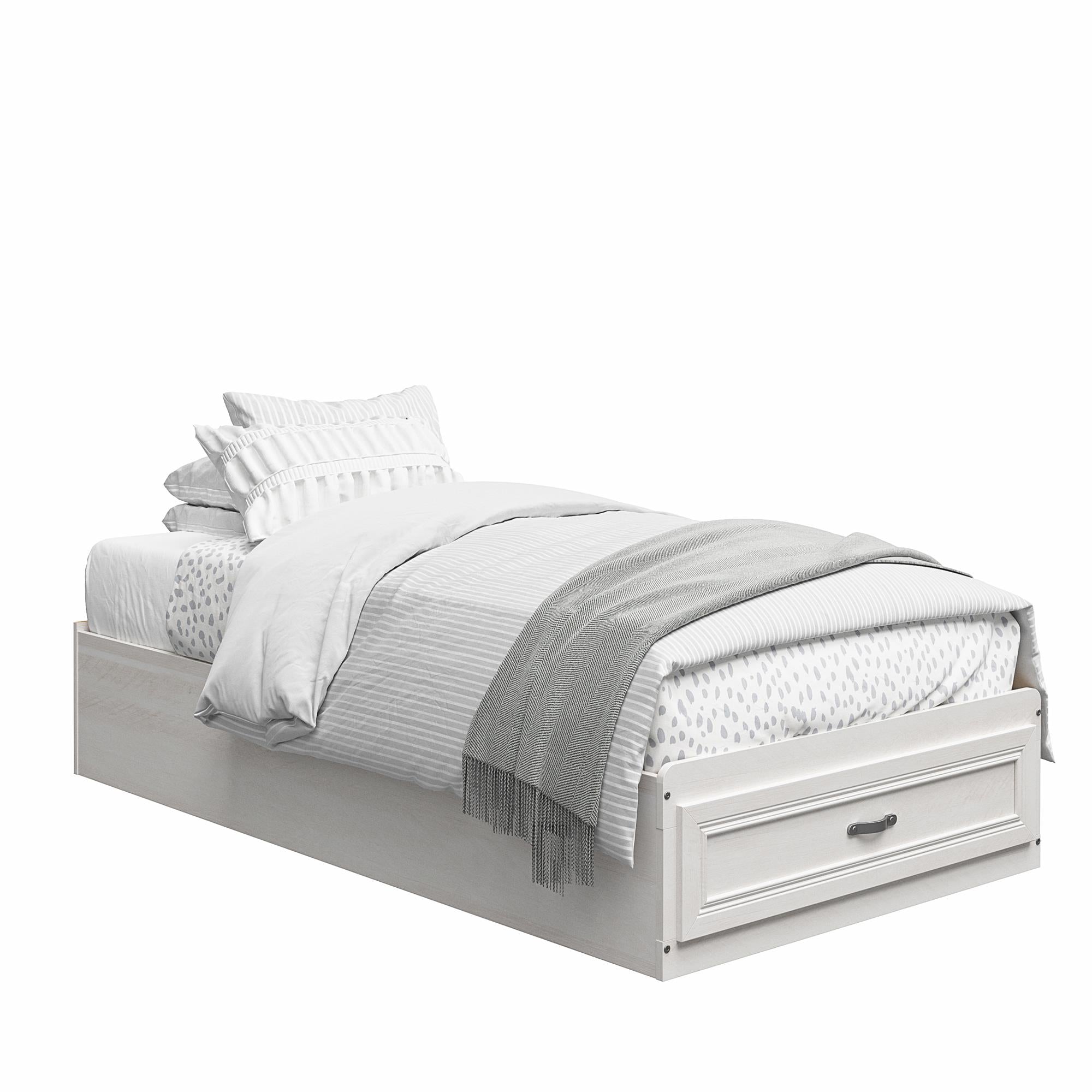 Ameriwood Home Hillview Twin Platform Bed with Storage Drawer - Ivory Oak
