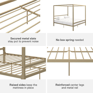 DHP Modern Metal Canopy Bed - Gold - King