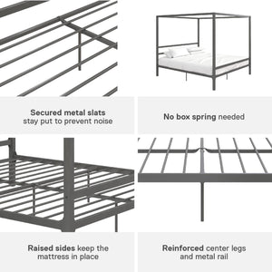 DHP Modern Metal Canopy Bed - Gray - King