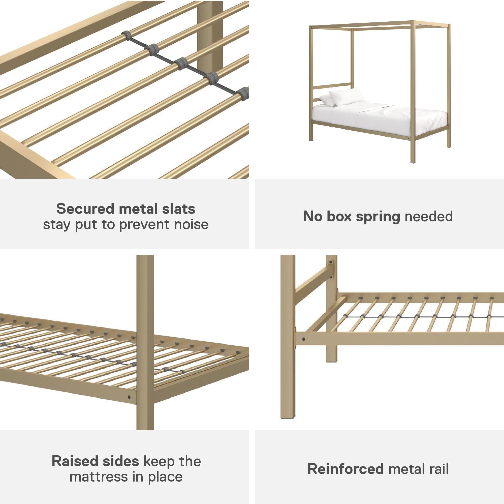 DHP Modern Metal Canopy Bed - Gold - Twin