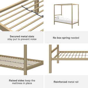 DHP Modern Metal Canopy Bed - Gold - Twin
