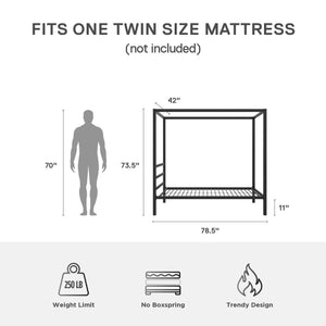 DHP Modern Metal Canopy Bed - Black - Twin