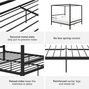 DHP Modern Metal Canopy Bed - Black - King