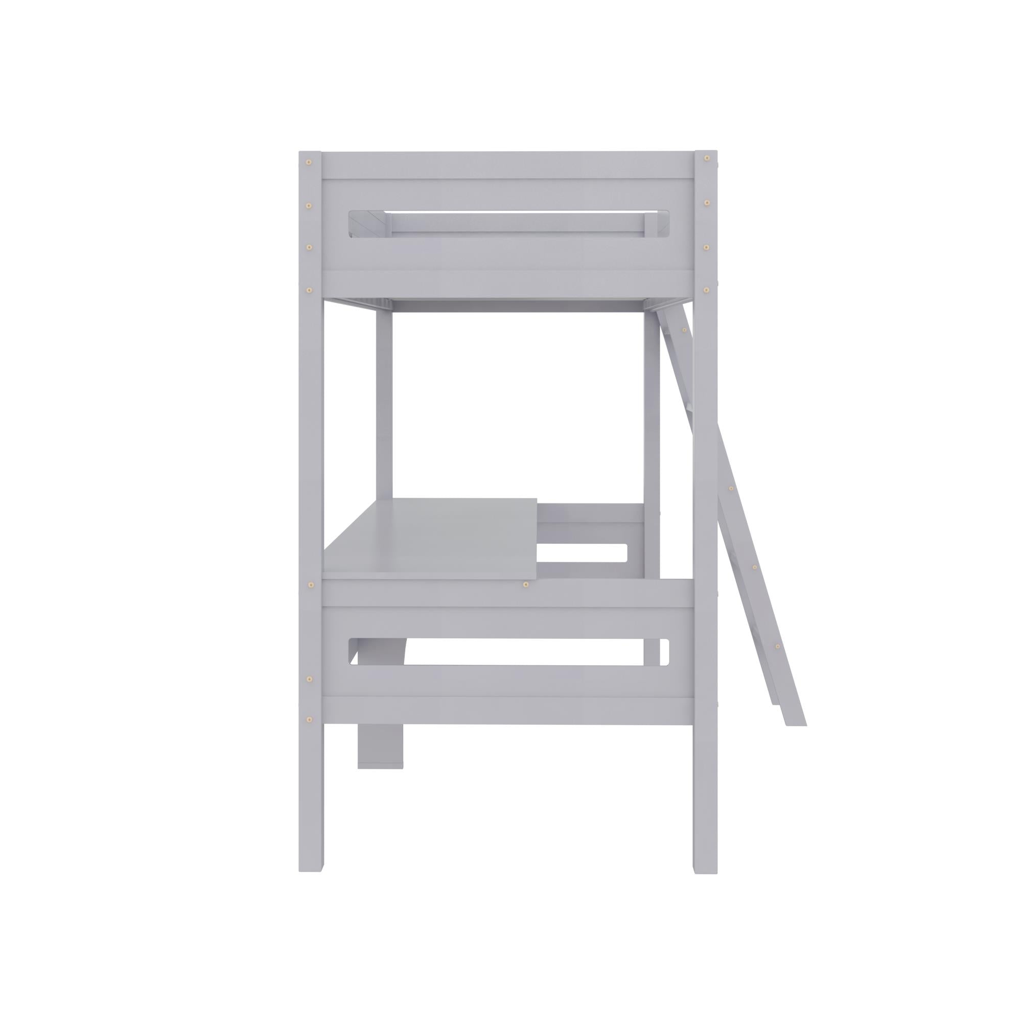 DHP Harlan Kids' Wood Loft Bed with desk - Gray