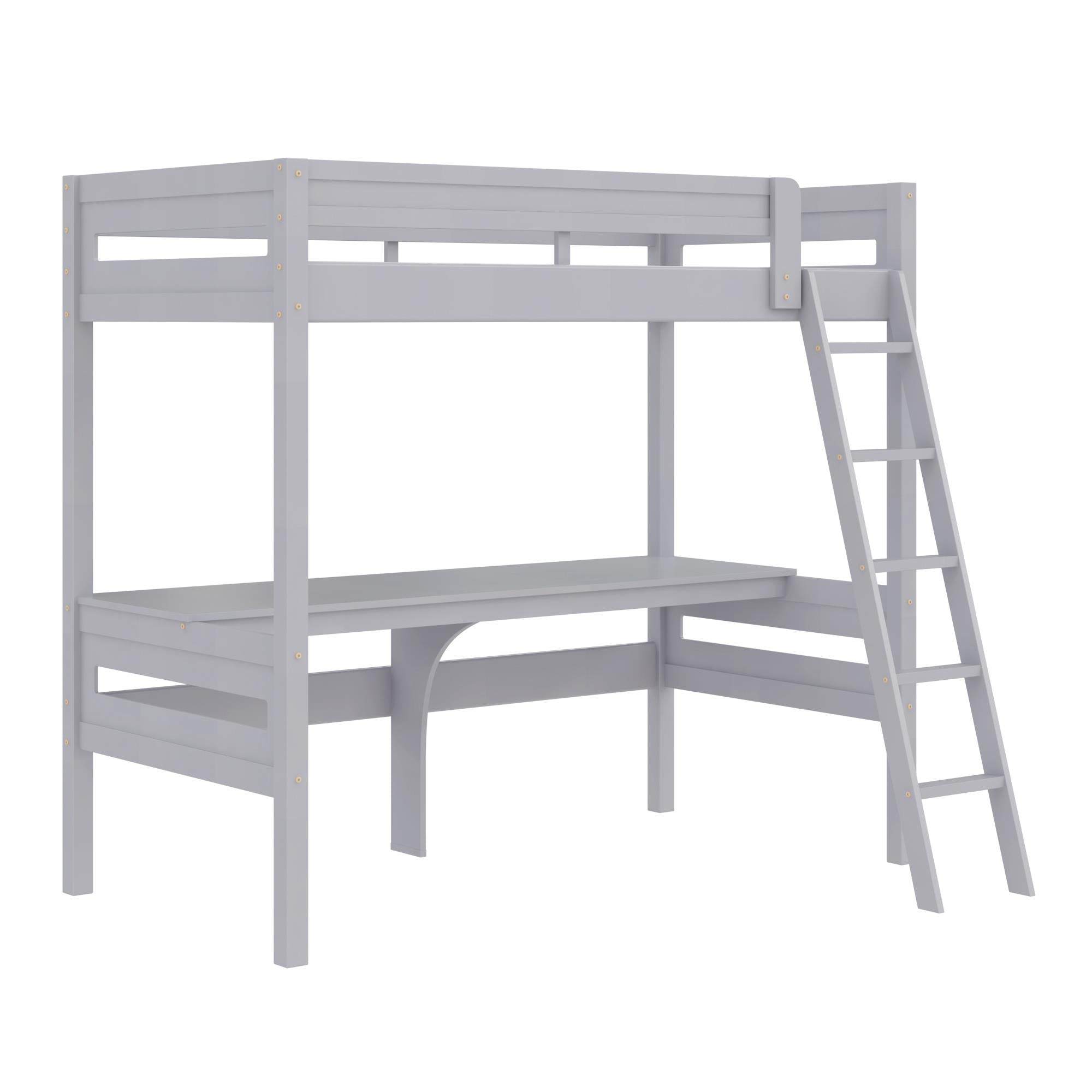 DHP Harlan Kids' Wood Loft Bed with desk - Gray