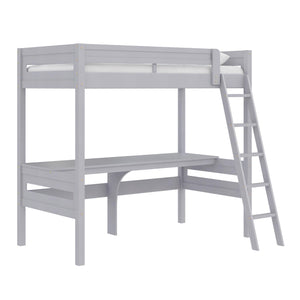 DHP Harlan Kids' Wood Loft Bed with desk - Gray