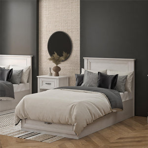 Ameriwood Home Hillview Twin Platform Bed with Storage Drawer - Ivory Oak