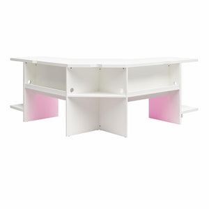 NTense Mod Corner Gaming Desk with LED Light Kit - White