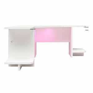 NTense Mod Corner Gaming Desk with LED Light Kit - White