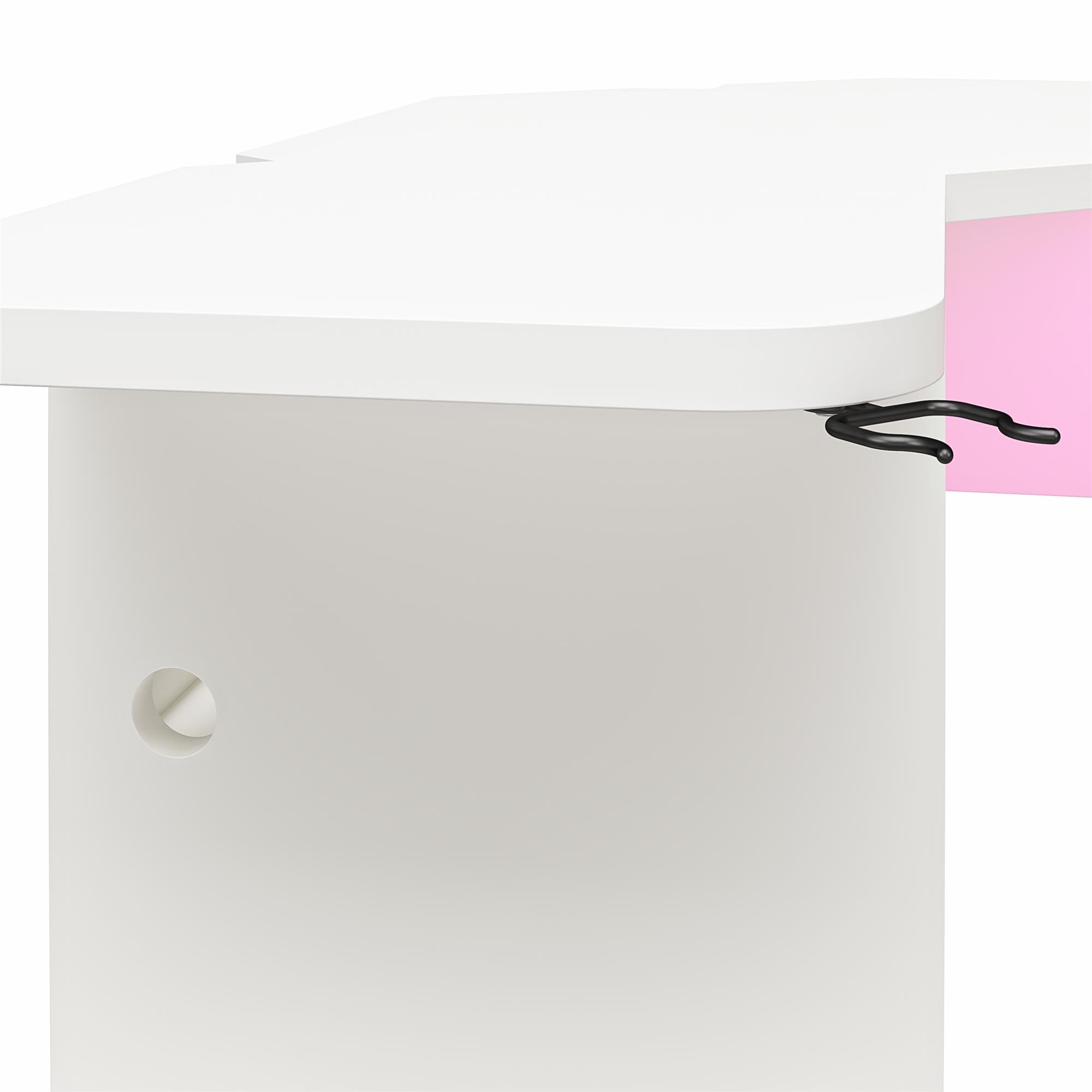 NTense Mod Corner Gaming Desk with LED Light Kit - White
