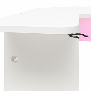 NTense Mod Corner Gaming Desk with LED Light Kit - White