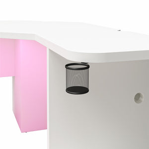 NTense Mod Corner Gaming Desk with LED Light Kit - White