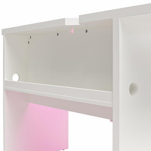 NTense Mod Corner Gaming Desk with LED Light Kit - White