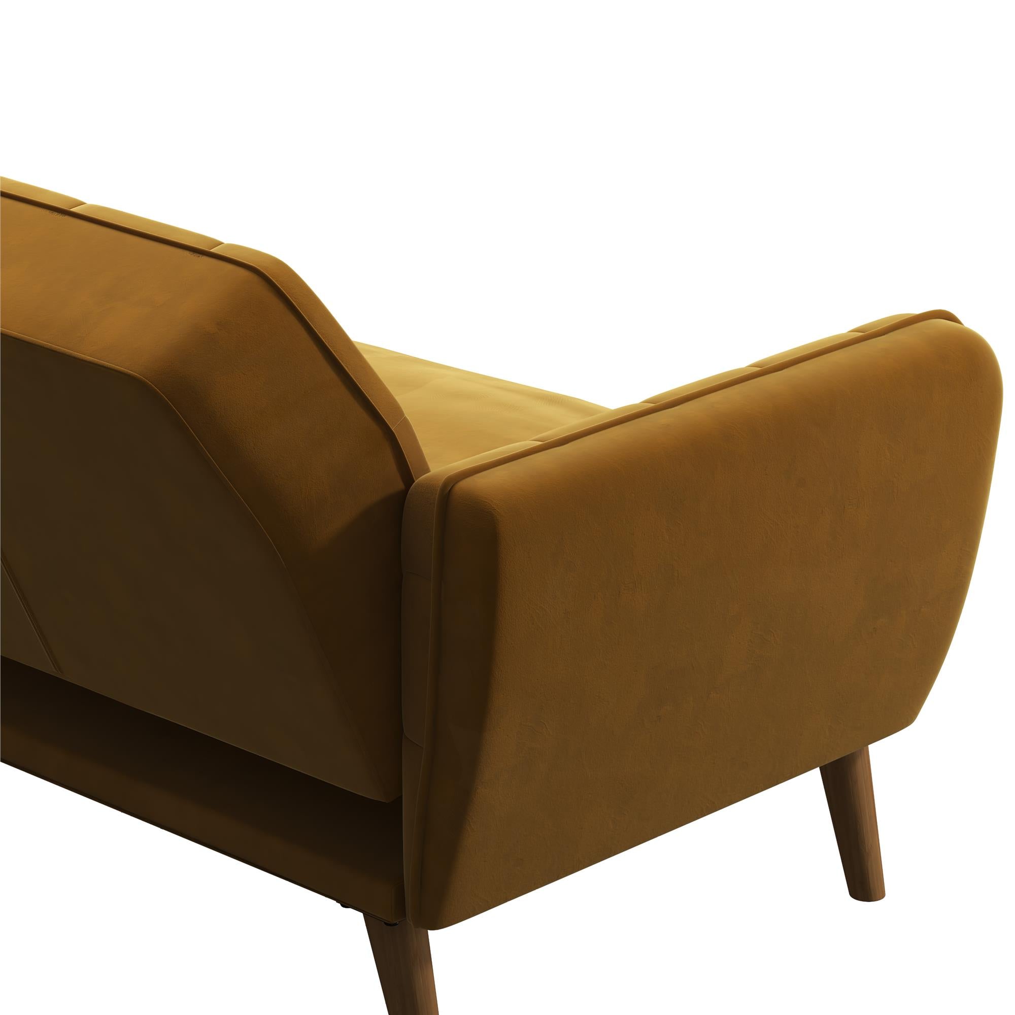 Novogratz Tallulah Memory Foam Futon, Mustard Yellow Velvet - Mustard