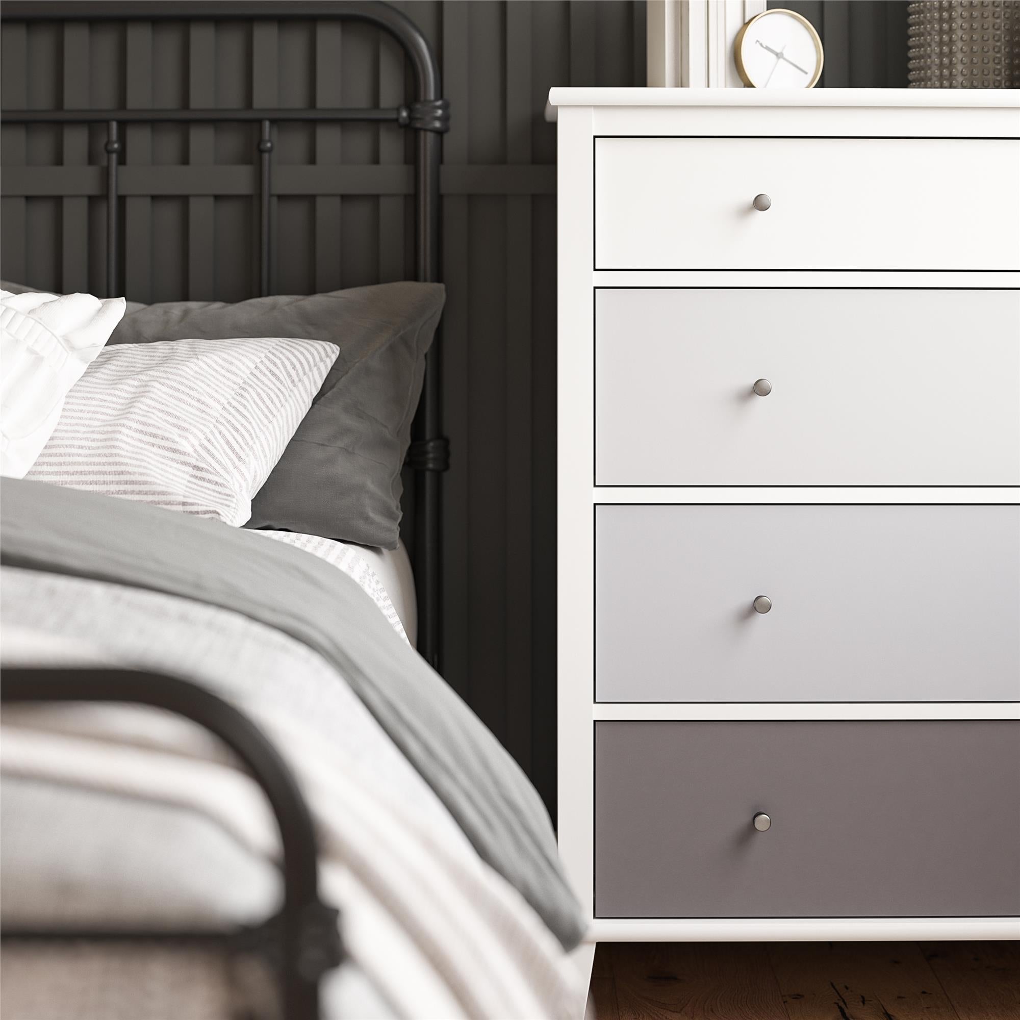 Ameriwood Home Multi-Colored 4 Drawer Dresser - White