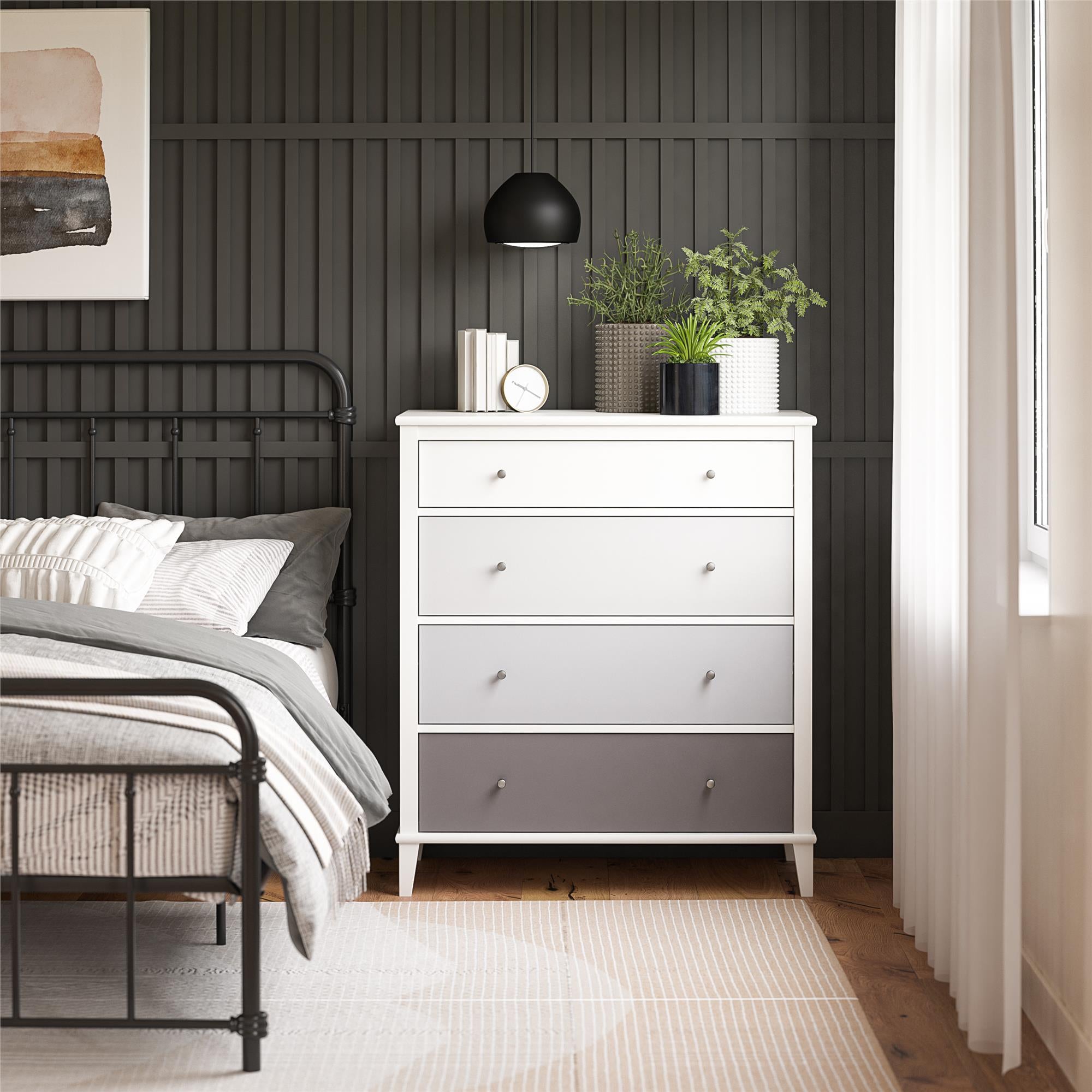 Ameriwood Home Multi-Colored 4 Drawer Dresser - White