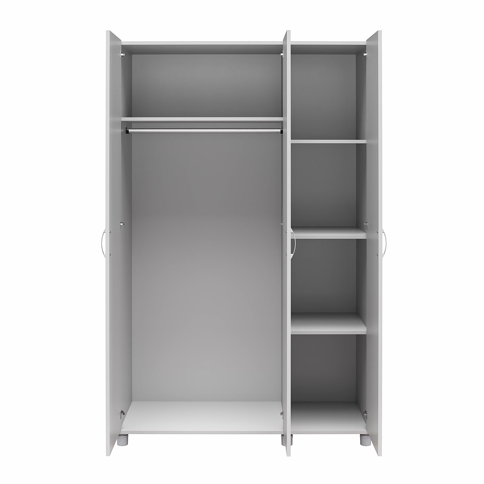 Systembuild Evolution Lory 3 Door Wardrobe with Clothing Rod & Adjustable Shelving - Dove Gray