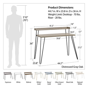 Ameriwood Home Haven Retro Computer Desk with Riser - Black Oak