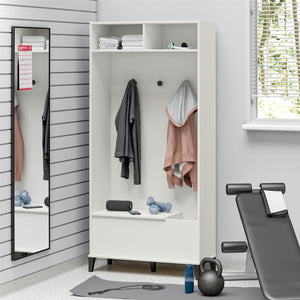 Systembuild Evolution Flex Gym Cabinet with Yoga Mat Storage & Bench Seat - White