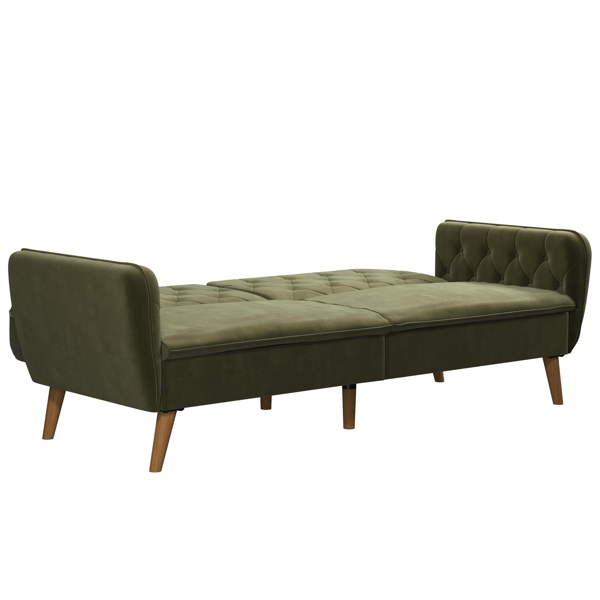 Novogratz Tallulah Memory Foam Futon, Green Velvet - Green