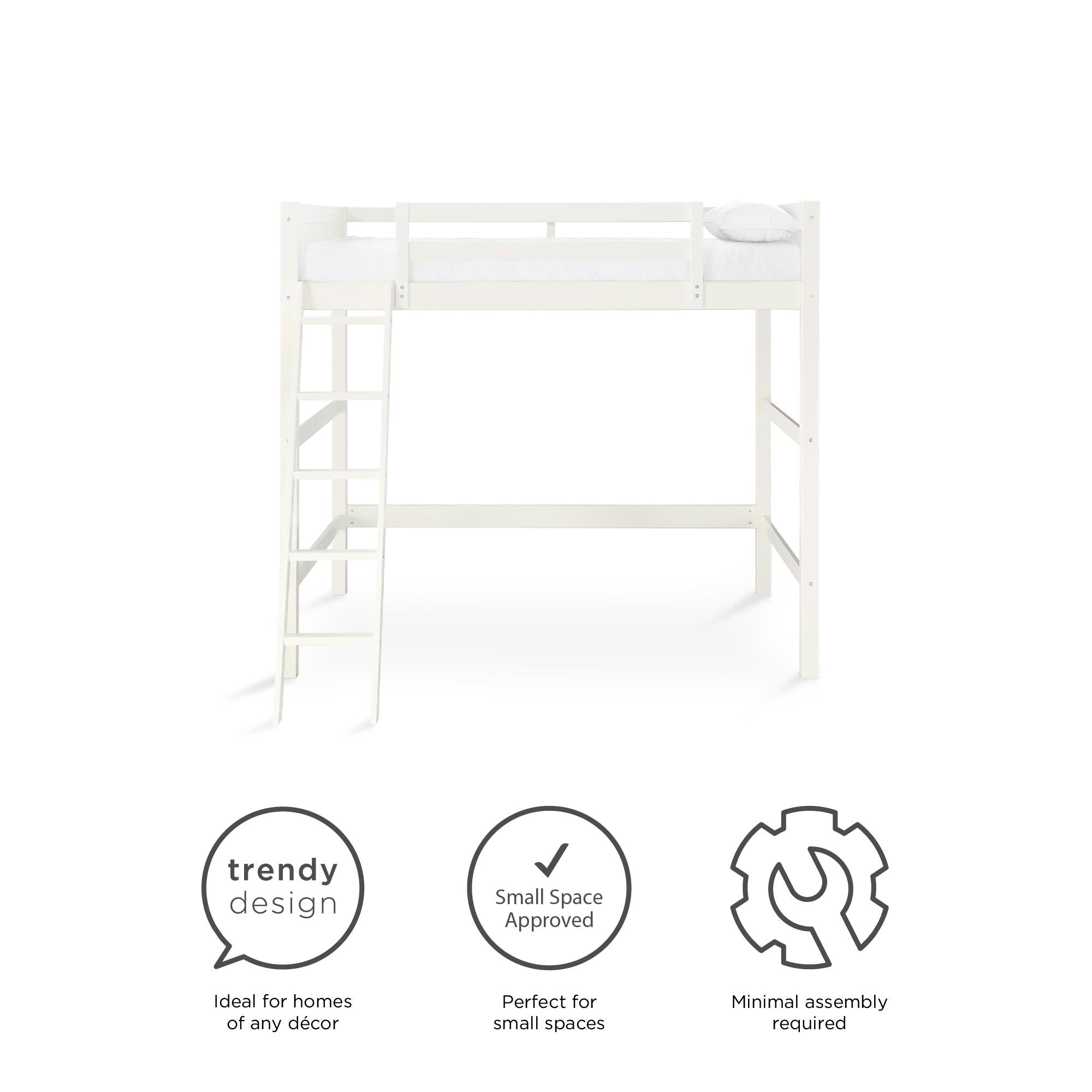DHP Denver Kids' Loft Bed - White - Full