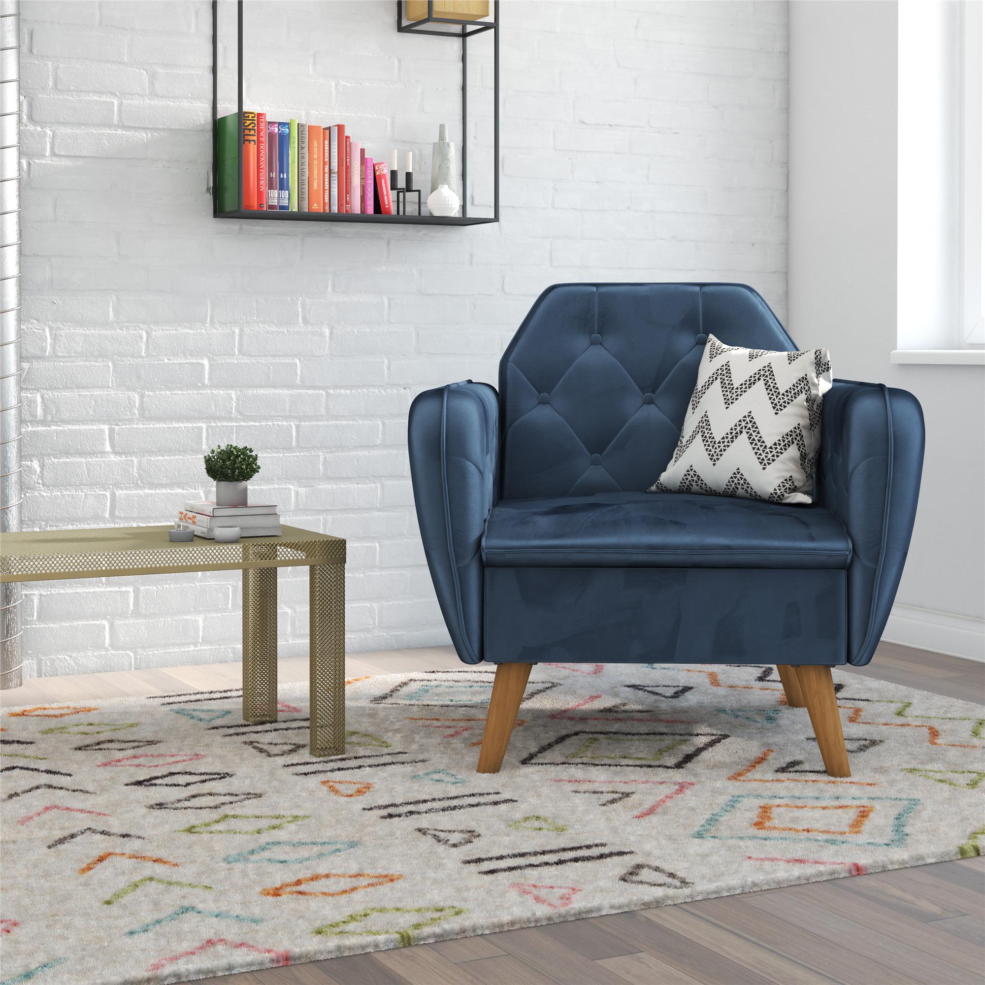Novogratz Teresa Memory Foam Accent Chair - Blue Velvet