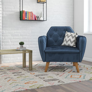 Novogratz Teresa Memory Foam Accent Chair - Blue Velvet