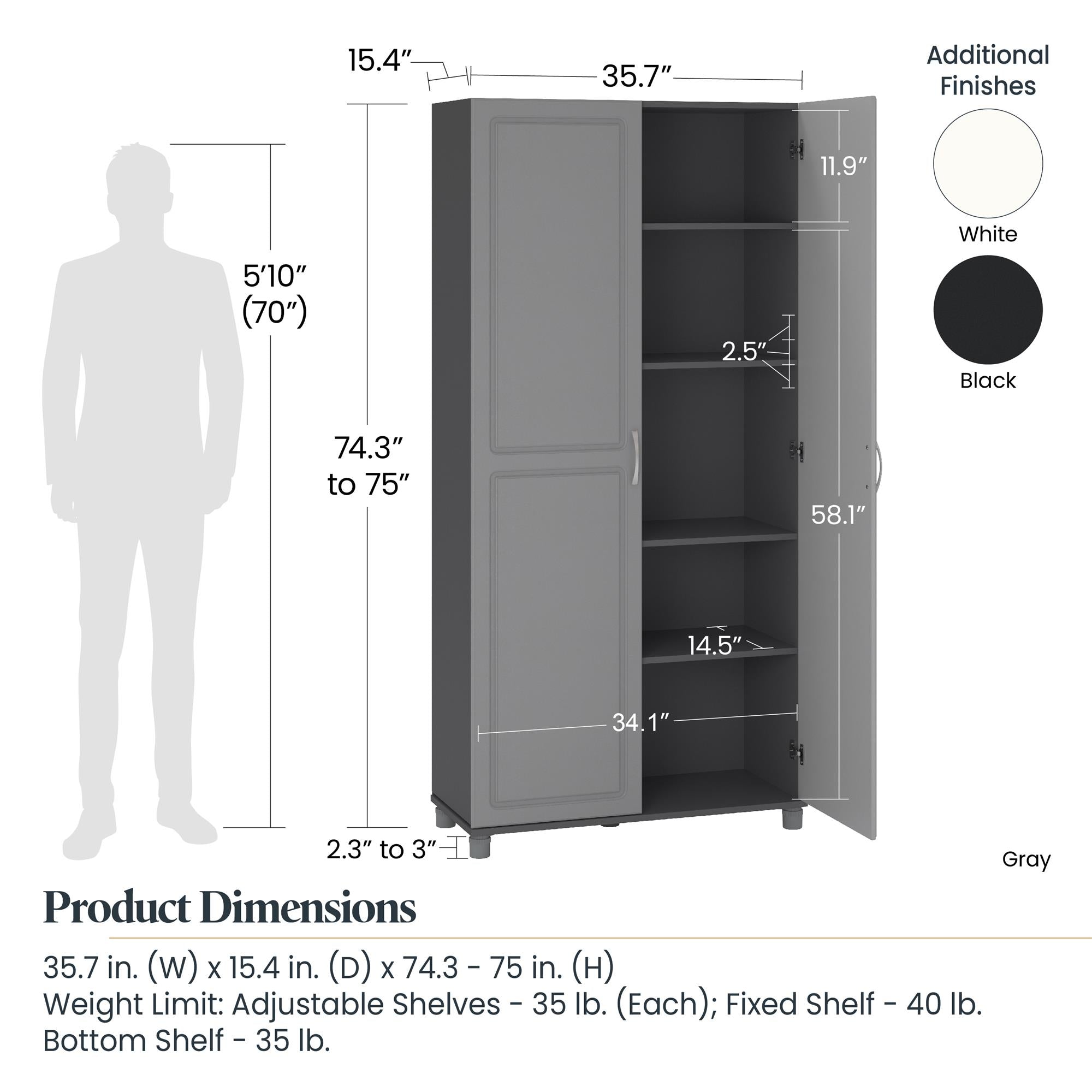 Systembuild Evolution Kendall 36" Utility Storage Cabinet - White