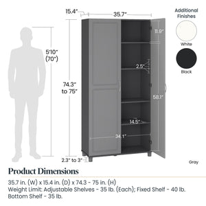 Systembuild Evolution Kendall 36" Utility Storage Cabinet - Black