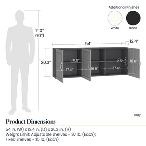 Systembuild Evolution Kendall 54" Wall Cabinet - Black