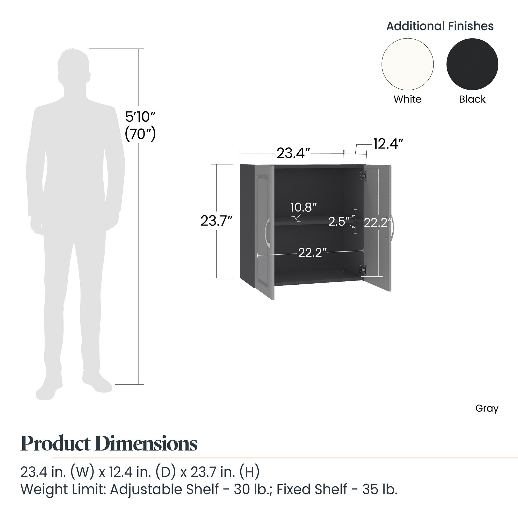 Systembuild Evolution Kendall 24" Wall Cabinet - Black