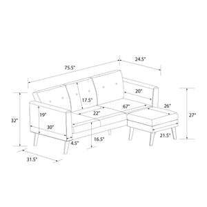 CosmoLiving Gloria Sofa Sectional - Light Gray