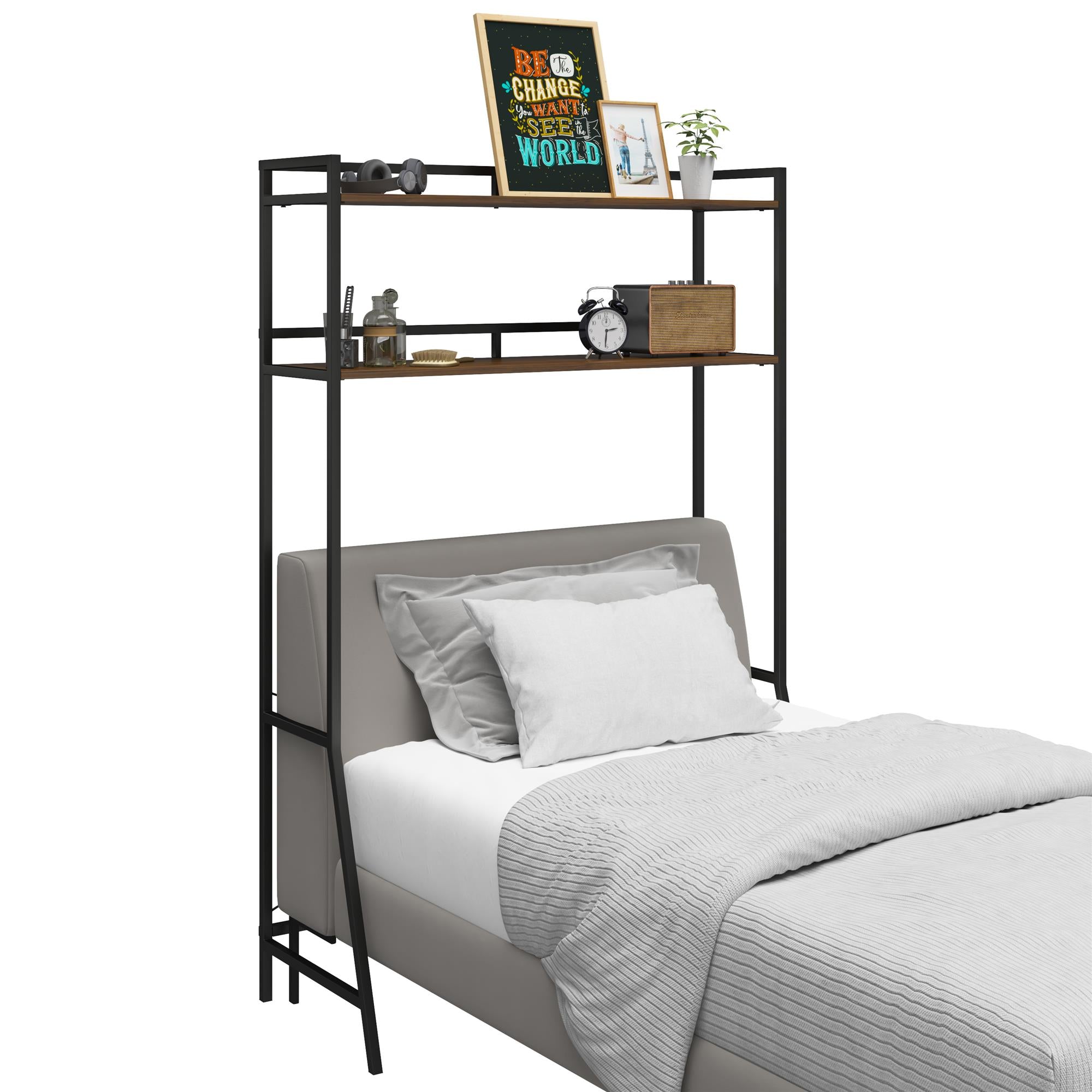 Novogratz Beverly Over-The-Bed Storage for Twin & XL Twin Beds - Florence Walnut