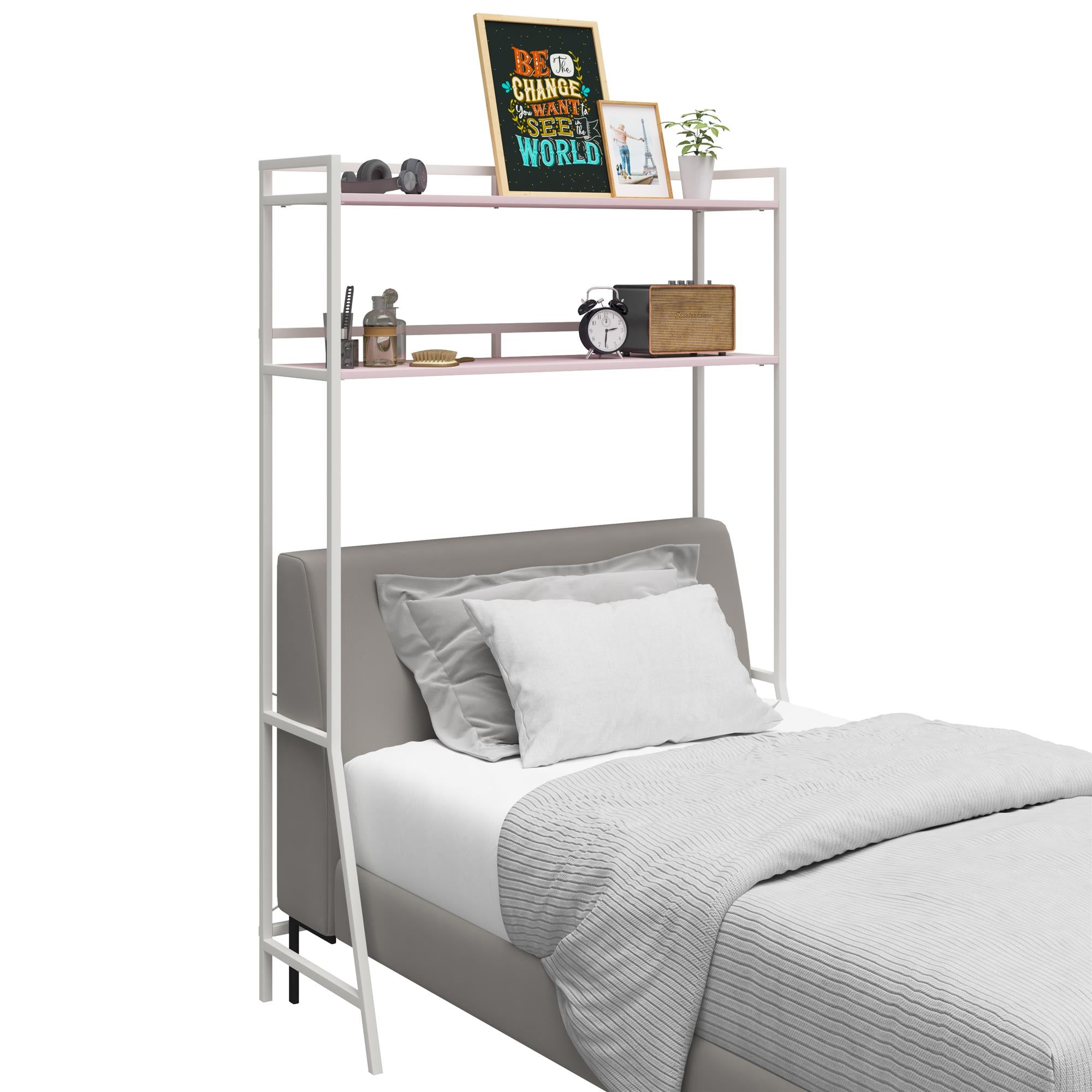 Novogratz Beverly Over-The-Bed Storage for Twin & XL Twin Beds - Light Pink