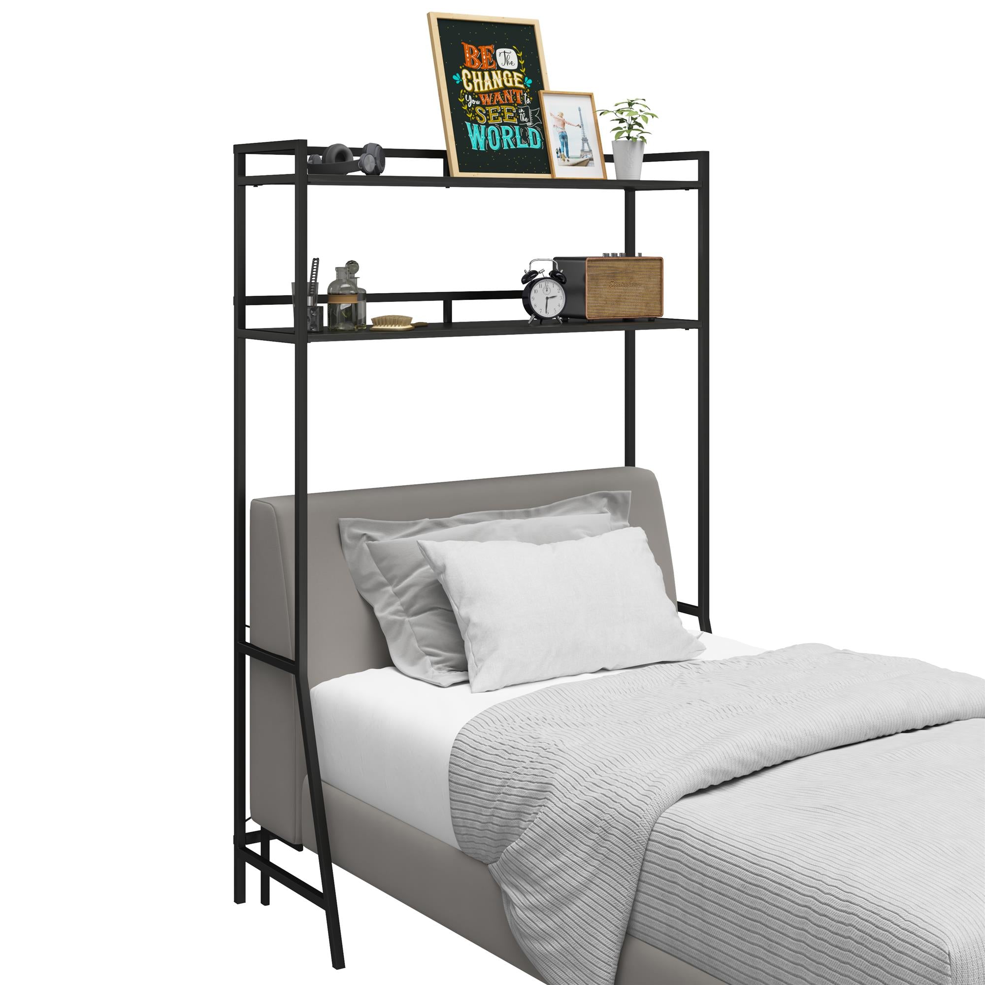 Novogratz Beverly Over-The-Bed Storage for Twin & XL Twin Beds - Black Oak