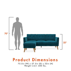 CosmoLiving Gloria Sofa Sectional - Blue