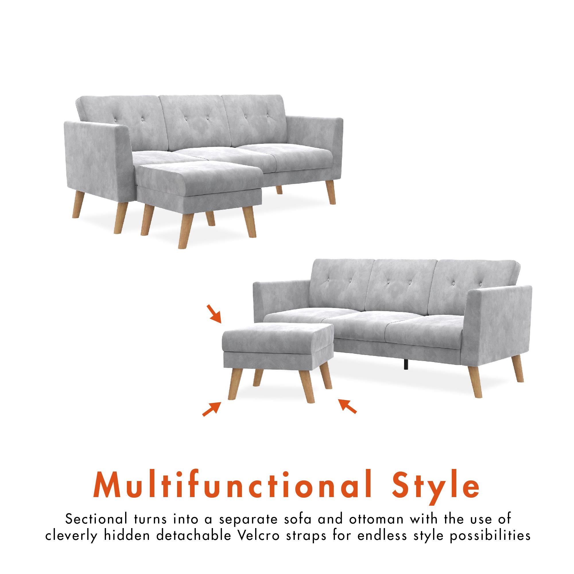 CosmoLiving Gloria Sofa Sectional - Light Gray