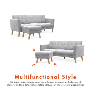 CosmoLiving Gloria Sofa Sectional - Light Gray