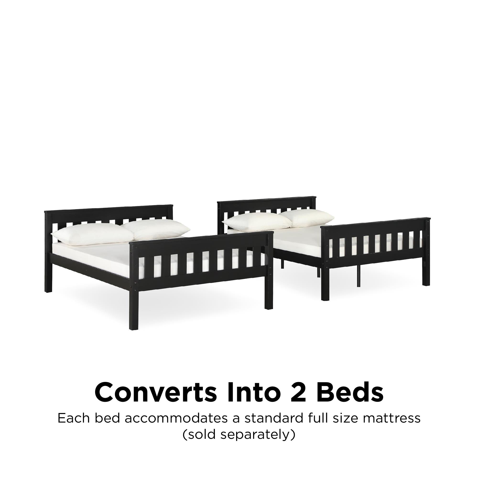 DHP Moon Kids' Wood Bunk Bed with USB - Black