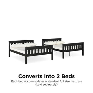 DHP Moon Kids' Wood Bunk Bed with USB - Black