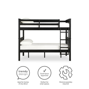 DHP Moon Kids' Wood Bunk Bed with USB - Black