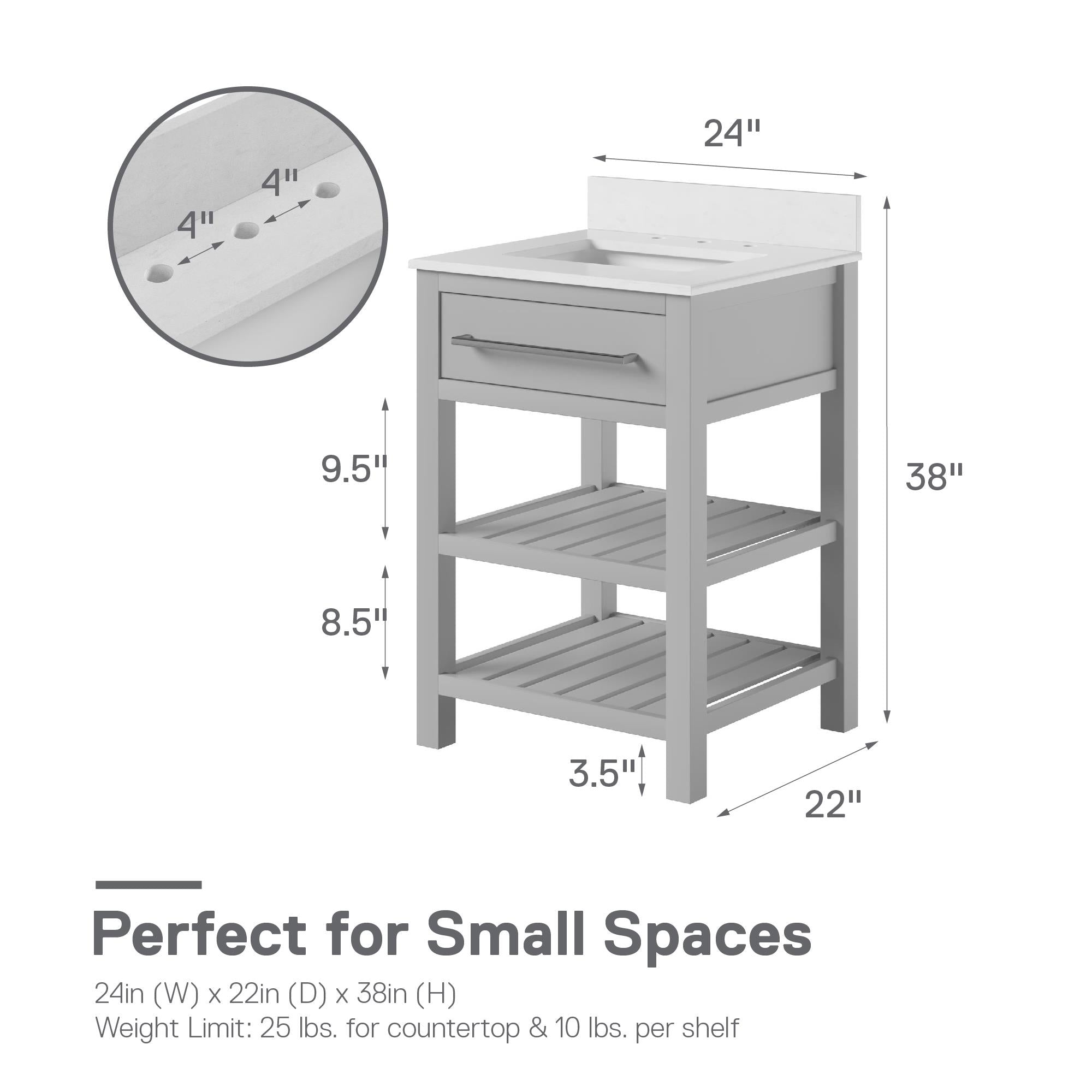 DHP Camden 24" Bathroom Vanity - Gray - 24"