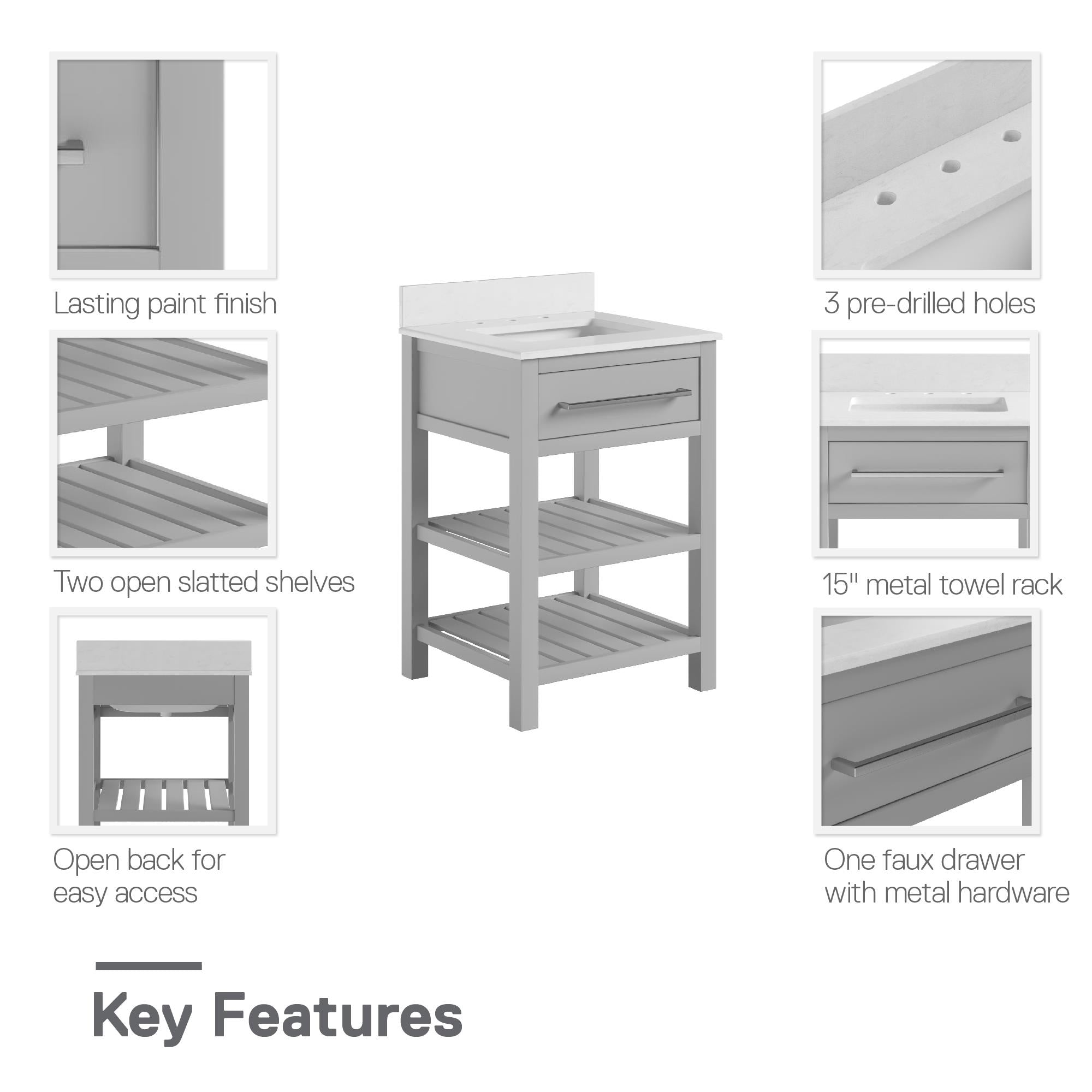 DHP Camden 24" Bathroom Vanity - Gray - 24"