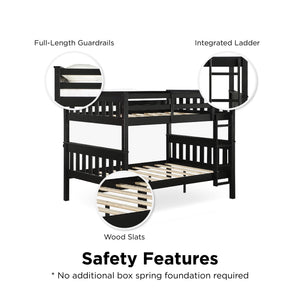 DHP Moon Kids' Wood Bunk Bed with USB - Black