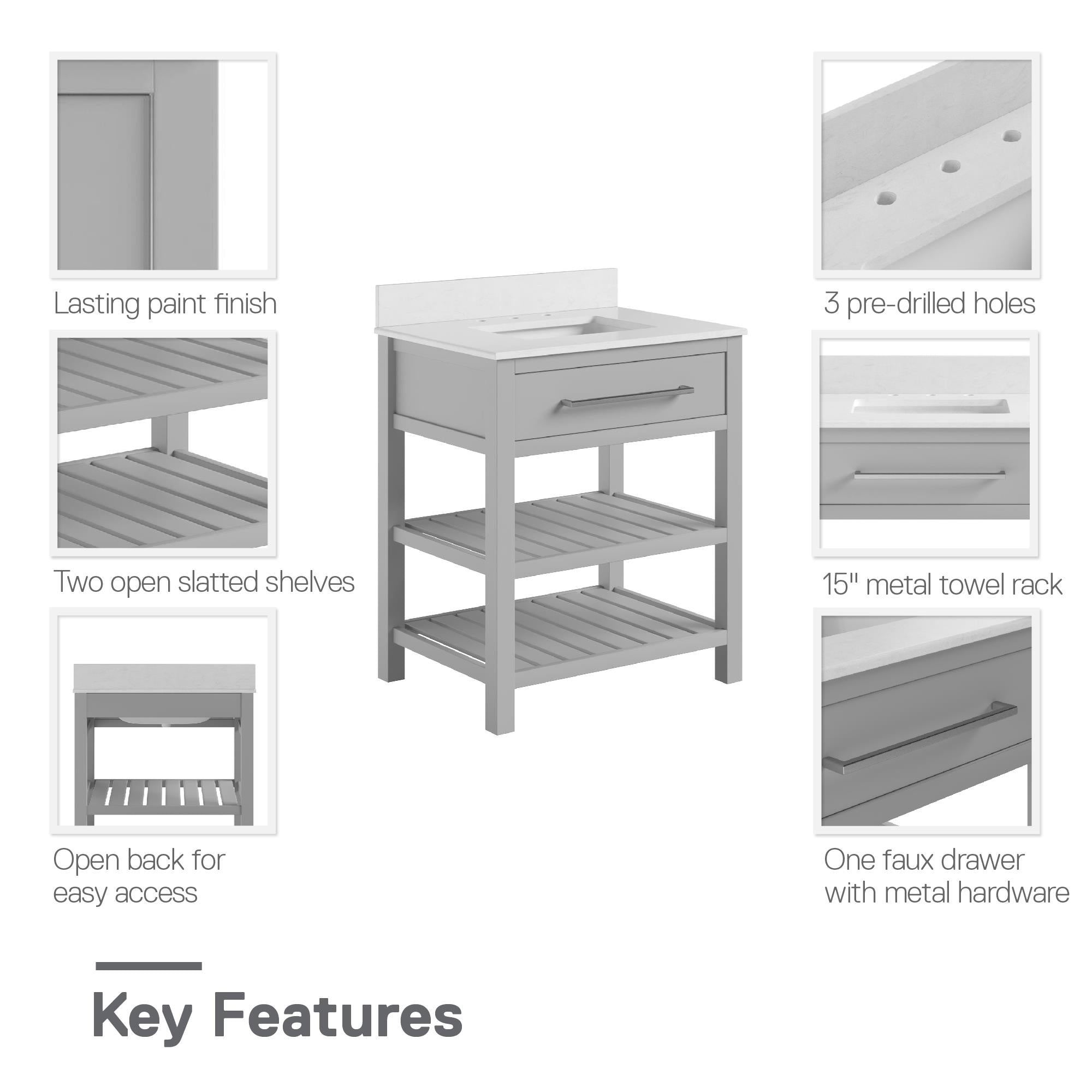 DHP Camden 30" Bathroom Vanity - Gray - 30"