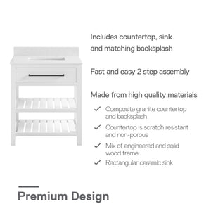 DHP Camden 30" Bathroom Vanity - White - 30"
