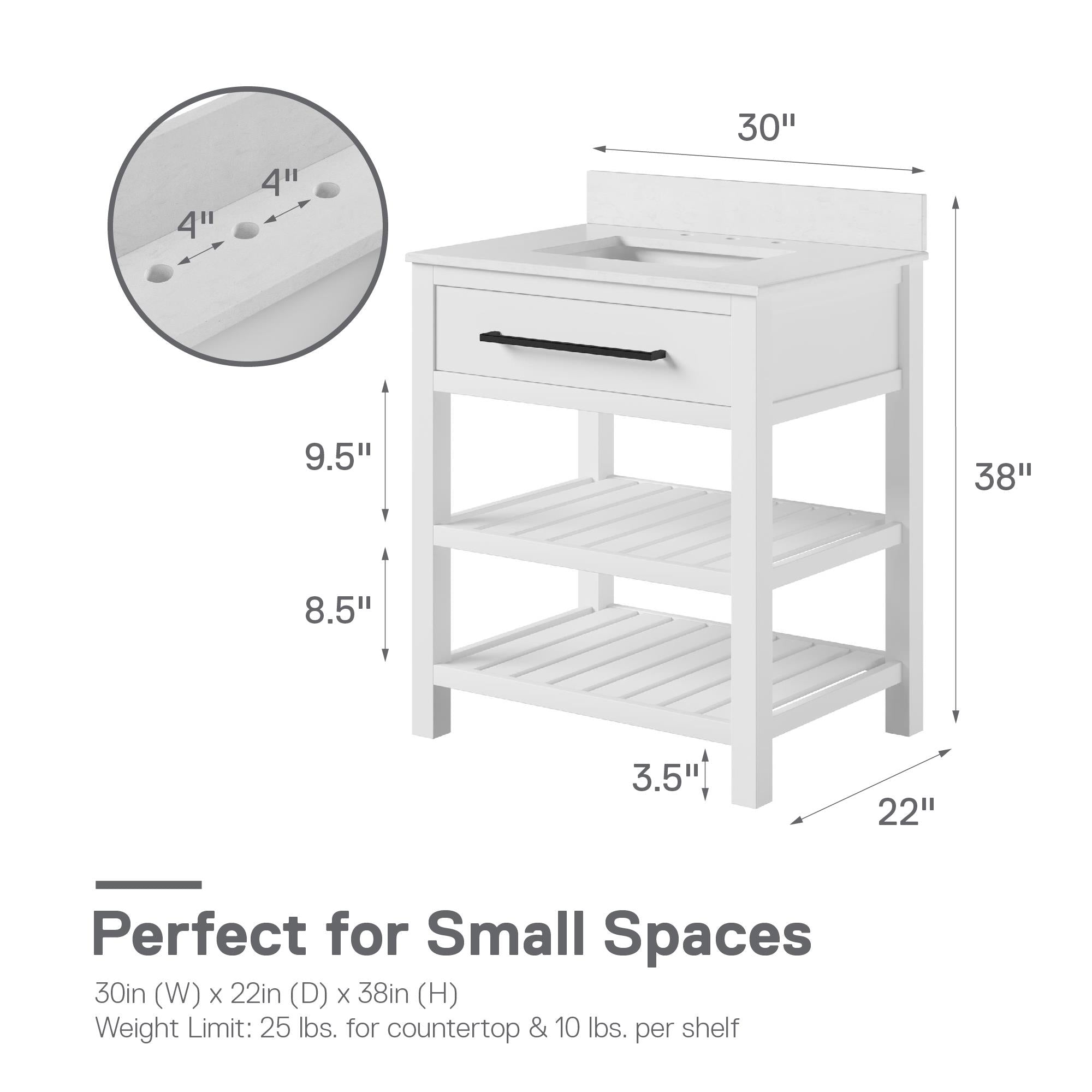 DHP Camden 30" Bathroom Vanity - White - 30"
