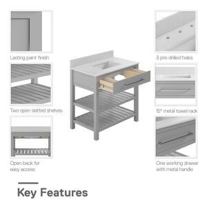 DHP Camden 36" Bathroom Vanity - Gray - 36"